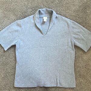 J. Jill 100% Cotton Shawl Collar Short Sleeve Sweater Top